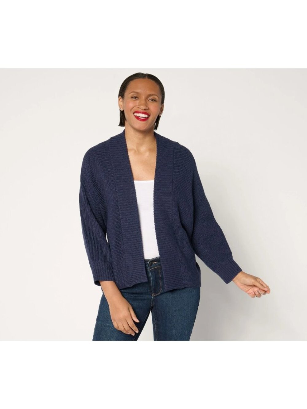 Belle by Kim Gravel Shaker Knit Cardigan Dare to be Bright Twilight Large